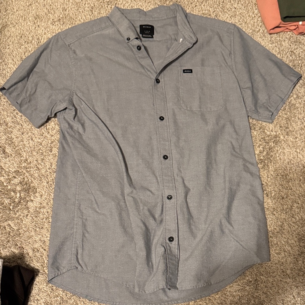 RVCA Men's Charcoal Button Down Shirt